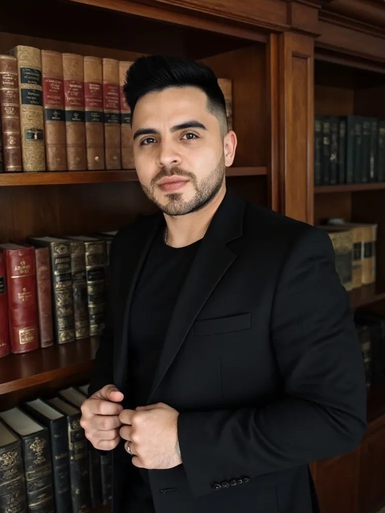 Manuel Felipe López Beltrán en la biblioteca jurídica de la firma
